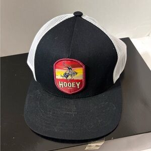 Hooey Black & White Mesh Trucker Hat with Red Western Cowboy Patch
